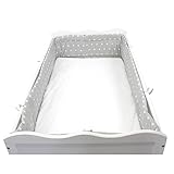 Nestchen Babybett 70×140 cm Bettumrandung Lang Nest Kopfschutz Rundum Bettnestchen Unifarben Motive, Farbe: Sterne Grau, Größe: 420x30cm (für Babybett 140×70) - 2