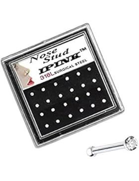 ipink 24Nase Ringe Knochen Ohrstecker CZ Gem 20g Lot 24teilig CZ Stahl in Fall Mix Farben