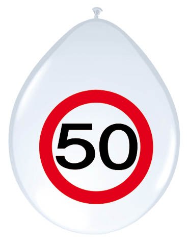 23-tlg. Partyset 50. Geburtstag Dekoset Dekobox – Verkehrschild – Girlanden, Luftballons - 5