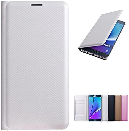 Phone Case for Samsung Galaxy Note 5, White pu Leather Flip Wallet Cover, Full Body Protection to Samsung Note 5 Smartphone, Premium Quality with Card Slot