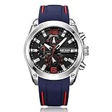 ZZRH Herren Chronograph Analoge Quarzuhr mit Datum, Leuchtzeiger, Wasserdichte Silikonkautschukband Armbanduhr für Mann