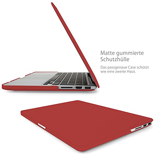MyGadget Macbook Pro Retina 13 Zoll *gummierte Schutz Hülle* (Ende 2012 – Mitte 2016 Modelle) Plastik Schutzhülle Gummi Hartschalen Cover Bordeaux Rot - 3