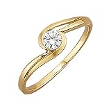 Jacques Lemans Damen Ring 375/- Gold Glänzend Zirkonia gelb 490370005
