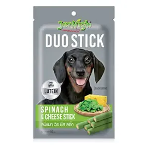 JerHigh Duo Stick Dog Treat - Spinach with Cheese Stick - 50 g Each - Pack of 2