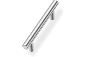 Drenky 10 piezas Plata Aleación de acero inoxidable tirador puerta corredera Cocina Armario Cajón Manija Tire del gabinete Manija con tornillos 96 mm Centros de orificio