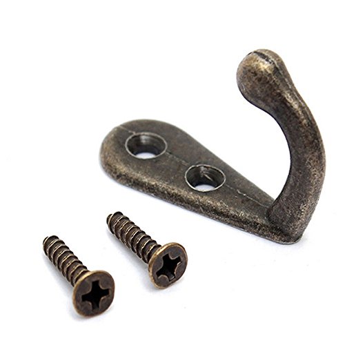 Fontic 10 Stk Solide europäische antike Haken Vintage Zink-Legierung für Kleiderhaken Mantelhaken mit Schrauben für Bad Küche Maximale Belastung bis 3kg (Retro-Form) - 2