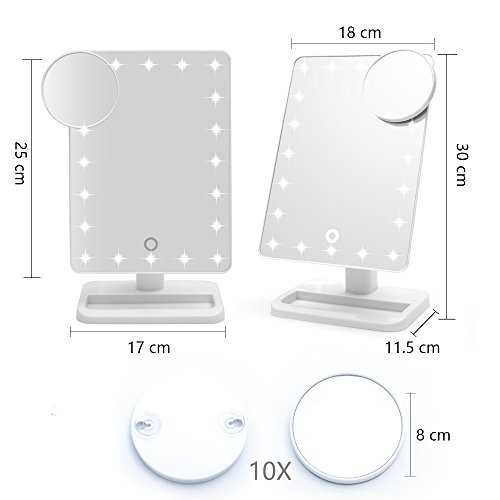 Qivange beleuchter Make-up-Spiegel Kosmetikspiegel mit 20 LED Licht für Rasier Tisch Badzimmer Spiegel (Weiß) - 3