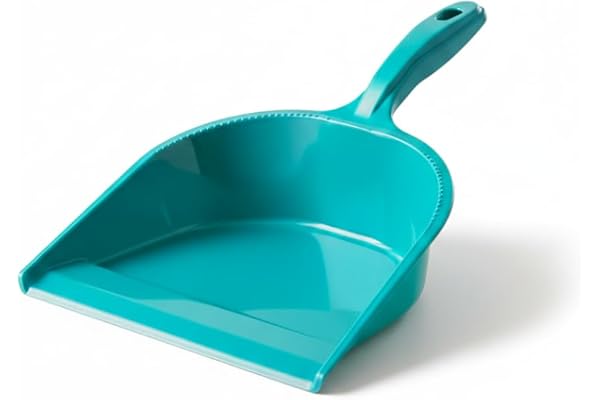 Plastic Dustpan with Ergonomic Handle, Deep Capacity, 33 cm Length, 23 cm Wide Mouth, Storage Hole - Green