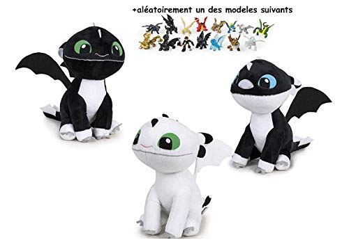 HTTYD Dragons, como Entrenar a tu dragón 3 - Pack 3 Peluches Bebe Dragones 10'24"/26cm Calidad Super Soft