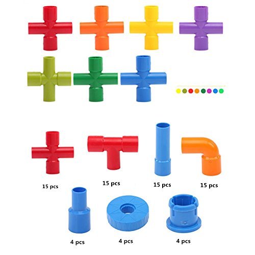 Onshine 72pcs Plastics Pipe Plug Match Building Puzzle Toys Assembling Educational Construction Toy Set for Children Boys Girls