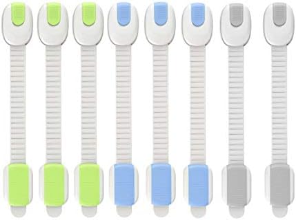 HBONE 8 Pack Easy Install Child Safety Locks, Adjustable Baby Safety Cupboard Strap Locks, Fridge Drawer Cabinet Door Toilet Safety Lock Baby Proof Your Cabinets With No Trapped Fingers