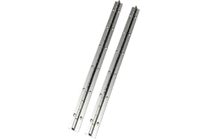2 Pack Continuous Piano Metal Hinge, Hoopever 600 x 25 x 1mm Stainless Steel Long Hinge 270 Degree Open Heavy Duty Furniture Hinge for Pianos, Cabinet, Doors, Large Windows, Boats, with Hole, Chrome
