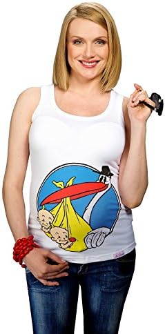 Maternity Tank Top Stork Twins Double Joy White S (Small) - Maternity Clothing by MY TUMMY ®©™