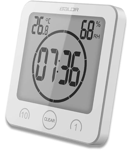 Horloge Numérique Salle De Bain MagiDeal - Thermomètre Et Hygromètre LCD - Portable Avec Crochets