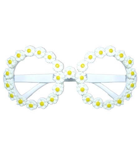 Blumen Brille Daisy - Ideal zum Hippie oder Gärtner Kostüm für Junggesellenabschied, Karneval oder die Mottoparty