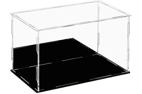 Dezzer Vitrine Acrylique avec Base Noire, Assembler la boîte à poussière de la boîte Acrylique de comptoir pour l'action Figurines Jouets, Collectibles, Stockage à Domicile (30 x 20 x 20 cm)