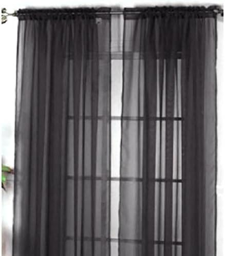 Bababy New Solid Color Voile Sheer Curtain Panel Window Curtains 100*200cm Black
