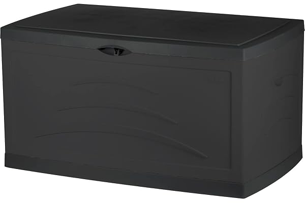 EDA - Malle de Jardin SERENA 500 L - Cadenassable avec Roulettes - Anti-étouffement - Anti-UV - Gris anthracite - 121 x 76 x 67 cm