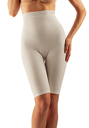 Farmacell Milk 413 (Blanco, XXL) Faja pantalon corto con talle alto y tejido lacteo, masajeador y anti-celulitis