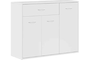 ‎VIDAXL vidaXL Sideboard, Chest of Drawers with Lots of Storage Space, Cabinet with 1 Drawer, 3 Doors, Multi-Purpose Cabinet Sideboard for Living Room, High-Gloss White Wood Material