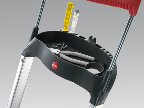 Hailo 8854-001 Alu-Sicherheits-Haushaltsleiter XXR – 4 XXL-Stufen mit Ausziehbarem Sicherheits-Haltebügel und Multifunktionsschale - 5