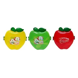 Perpetual Bliss Apple Shape Lunch Boxes for Kids||Fruit Theme|Birthday Party Return Gifts (Pack of 3)