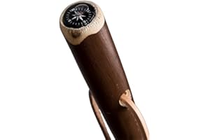 STOCK-FACHMANN Bâton de randonnée couleur châtaigne avec dragonne en cuir et boussole