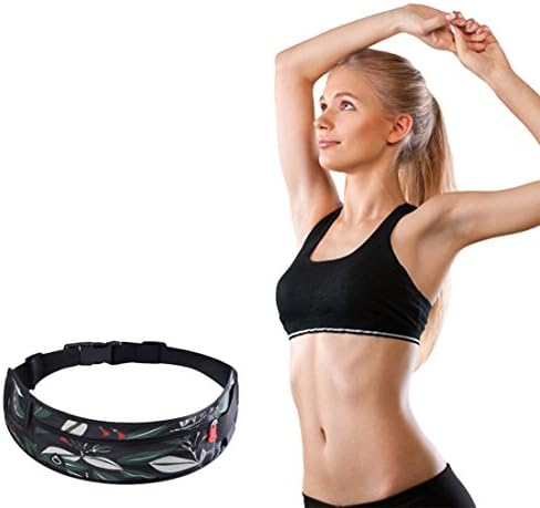 Fleulumira Running Belt Bum Bag Money Belt Waist Pack Fanny Pack Bag Waistpack fit iPhone 7 Plus Samsung S7 Edge with Headphone Hole for Outdoor Sports Hiking Cycling Dog Walking(Black)