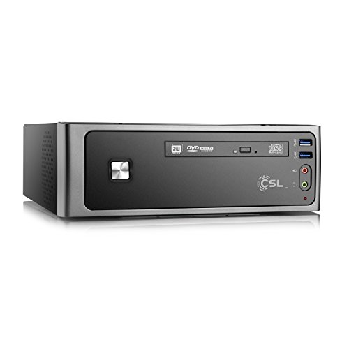 Mini-PC CSL Ultra Silent J3455-3 / Win 10 – Intel J3455 QuadCore-CPU 4x 1500 MHz, 240GB SSD, 8GB DDR3, Intel HD Graphics, DVD-RW, GigLAN, 7.1 Sound, USB 3.1 - 4