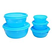 Princeware Store Fresh Plastic Bowl Package Container, Set of 5, Blue