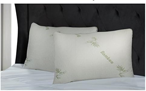 Bamboo Cool Orthopaedic Pillow for Neck Pain, Cooling Anti Snore Pillows for Sleeping, Shredded Memory Flake Foam, Hypoallergenic, Relieves from Migraines, Asthma &amp; Allergy Relief, (2 Pillows)
