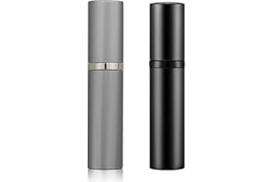 Aurdox Perfume Atomiser, Portable and Refillable mini Perfume Spray Bottles Empty Sprays 2Pack, Dispensers, Atomizers with Pump for Travel, 5ml/black and Silver Grey
