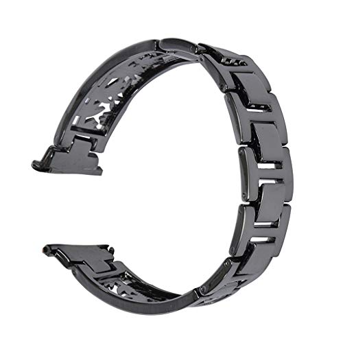 Preisvergleich Produktbild Feitb Edelstahlarmband,Ersatzarmband,Ineina... Schnalle,mit Magnetverschluss, Robust, für Mädchen,Männer und Frauen,Für Fitbit Versa 2 (schwarz)