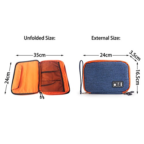Zuoao Universal Organiser Tragbar Veranstalter Reise Tragen Fall Case Reisetasche Organisator Tasche mit Doppelschichte für Elektronikzubehör, iPad Mini,USB Kabel ,Speicherkarten - 7