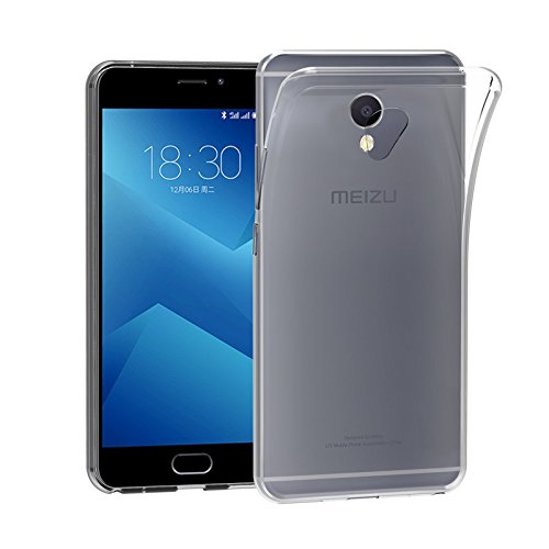 TBOC Pack  Funda de Gel TPU Transparente   Protector Pantalla Vidrio Templado para Meizu M5 - Meilan 5  5 2 Pulgadas   Funda de Silicona Ultrafina y Flexible  Protector de pantalla Resistente a Golpes  Ca  das y Ara  azos 
