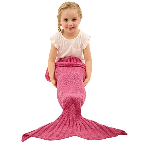 Preisvergleich Produktbild Arshiner Meerjungfrau Baby Mädchen Kinder Kostüm Wassernixe Rock Wolldecke Märchen Bekleidung Warme Kolter Sofa Bett Schlafsäcke Schwanz Hell Pink S