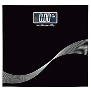 Ionix Weight Machine | Weight Machine for body Weight | Weighing Machine for Human body Weight | Digital Weight Machine | LCD Bathroom Personal Weight weighing scale, (Black) + 1 Inch Tape.