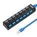 Produktbild QKa USB 3.0 Hub, 7 Ports Hub USB Splitter 5 Gbit/s Tragbarer USB 3.0 Hub mit EIN/Aus-Schalter Computerzubehör