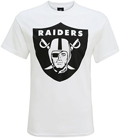 American Sports Merchandise Men's Official Oakland Raiders Logo T-Shirt, White, Large