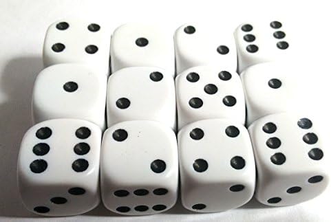 White 16mm D6 Opaque x12 Dice