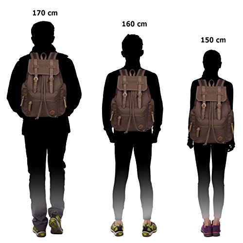 Fafada Rucksack Canvas Vintage Damen M  dchen Leder Retro Laptop backpack Schulrucksack Daypack f  r Campus Studenten und Outdoor Reisen Wandern Kaffe