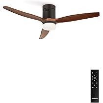 CREATE Deckenventilator Mit LED-Beleuchtung - 132cm Holz-Design Mit Fernbedienung