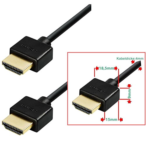 3,0 m HDMI Kompakt-Kabel mit kurzen Steckern; Extra dünn; High Speed mit 3D und Ethernet; UHD / 4k Auflösung