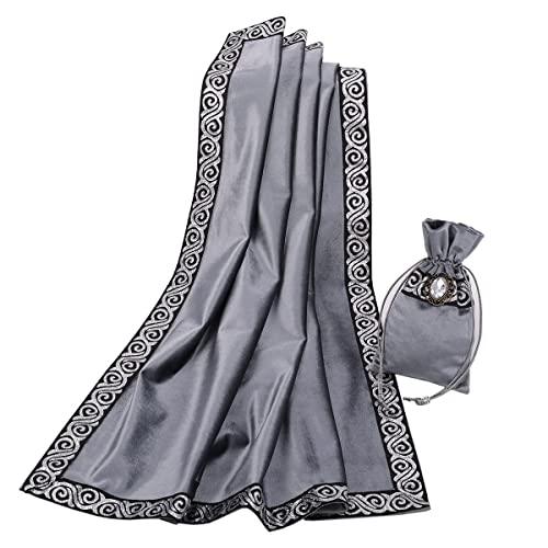 BLESSUME Wicca - Tovaglia quadrata per tarocchi per lettura, con custodia per carte, 62 x 62 cm (grigio 1)