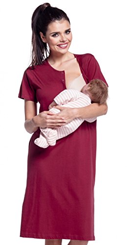 Zeta Ville - Women's Maternity Nursing Nightdress Breastfeeding Nightie - 389c (Crimson, UK 12, L)