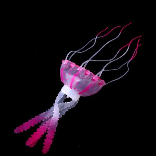 Glowing Effect Artificial Jellyfish for Aquarium Fish Tank Ornament (Fuchsia)