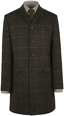 Gibson London Brown Windowpane Check Overcoat - G16268WN Tailored brown