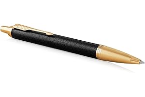 PARKER 1931667 IM Premium Penna a Sfera, Punta Media e Ricarica di Inchiostro Blu, Black Golden Trim