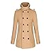 Produktbild VENMO Frauen warme Jacke Mantel Outwear Zweireihiger langer Trenchcoat Stehkragen Sakko Business Anzug Klassisch Knopf Slim Fit Blazer Büro Alltag Kurzmantel Haarig Tunika Jacke Mantel (Khaki, L)
