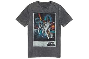 Recovered Men's Star Wars Movie T-Shirt-Original Poster-Blue Wash Button Down Collar